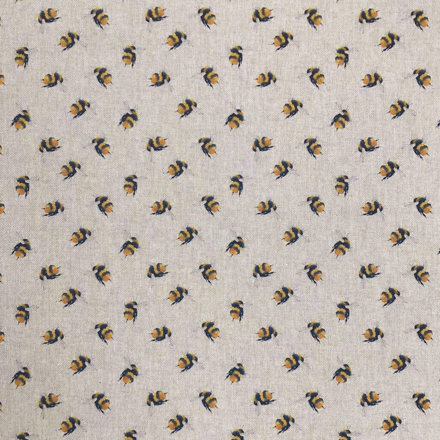 Watercolour Linen Miniature Bumblebee Fabric - F&B Crafts - F&B Handmade