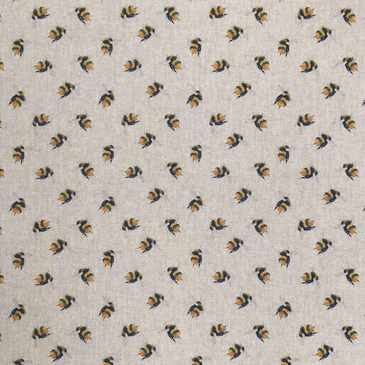 Watercolour Linen Miniature Bumblebee Fabric - F&B Crafts - F&B Handmade