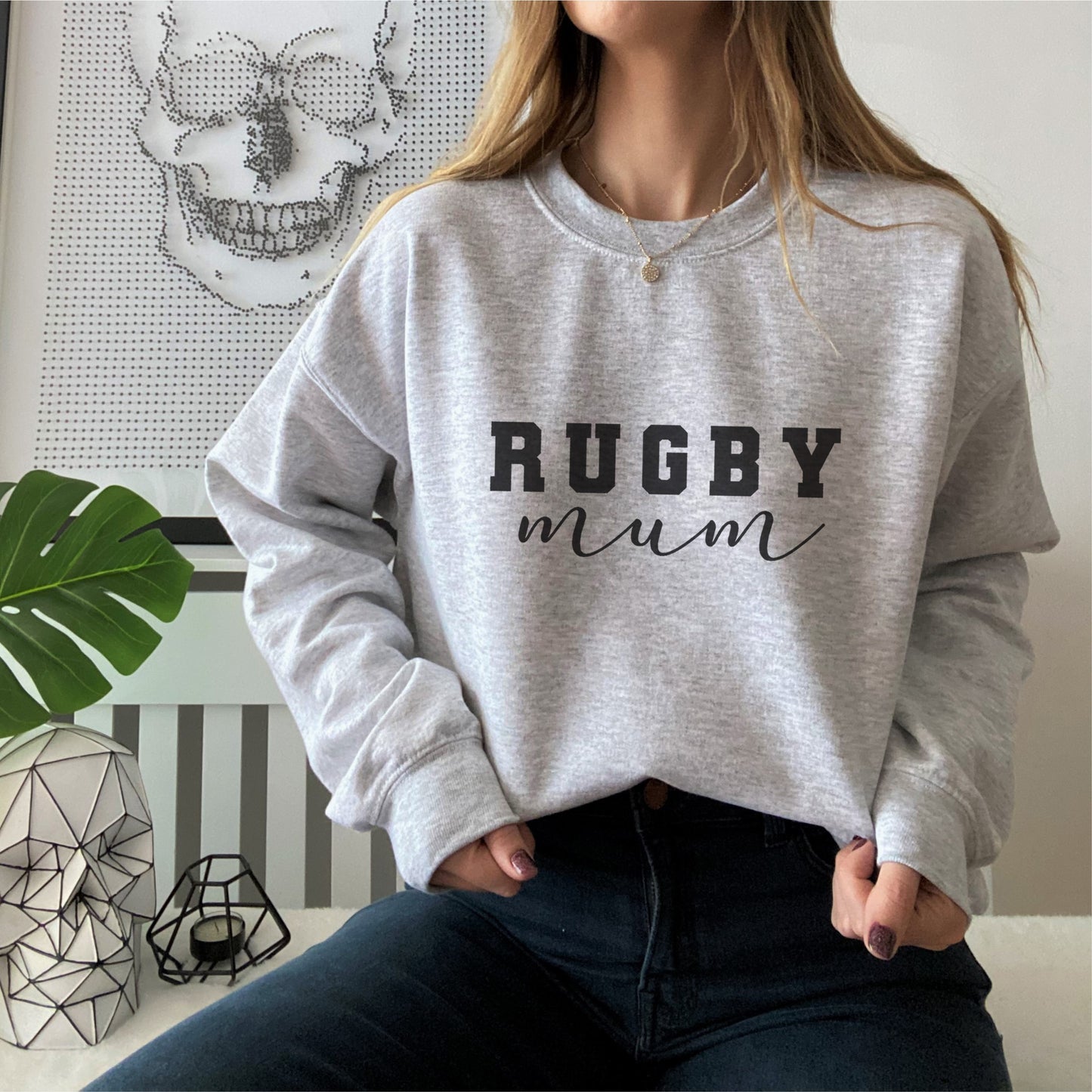 Grey Rugby Mama Jumper made by F&B Crafts