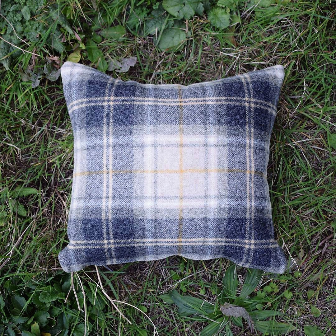 Tweed Tartan Cushion, Grey and Cream - Abraham Moon - Made by Bethany Todd for F&B International
