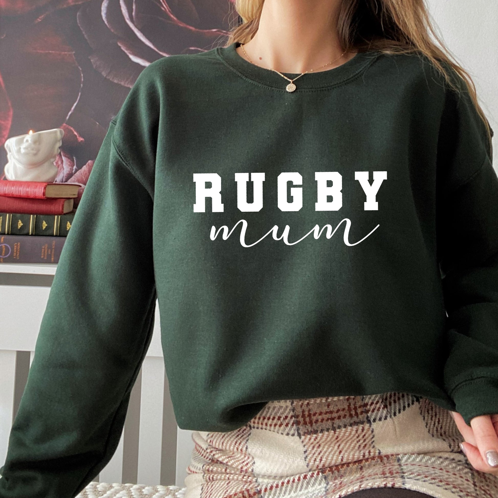 Forest Green Rugby Mama Jumper made by F&B Crafts