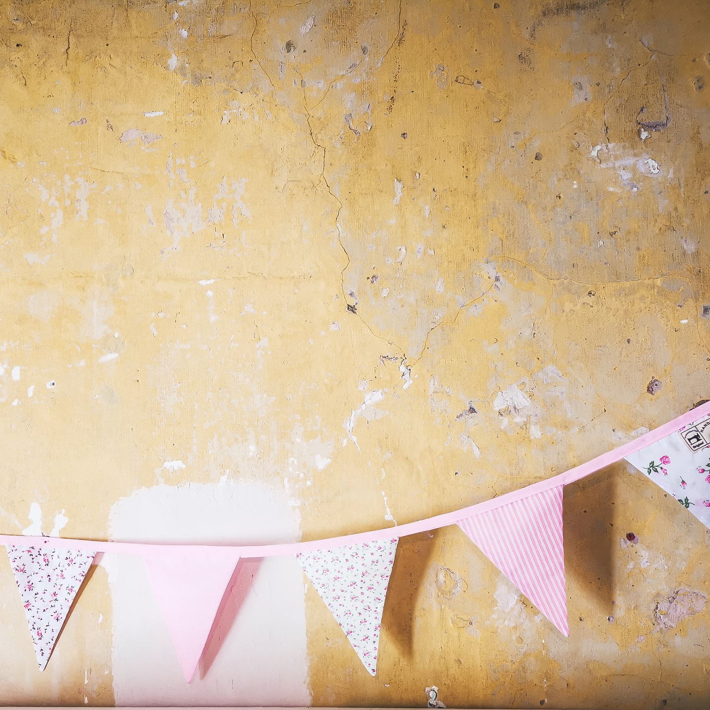 Pastel Pink Bunting Featuring dots, stripes and flowers 10 triangles on a 3m length - handmade in yorkshire by F&B - Bunting for birthdays, christenings, weddings and summer celebrations