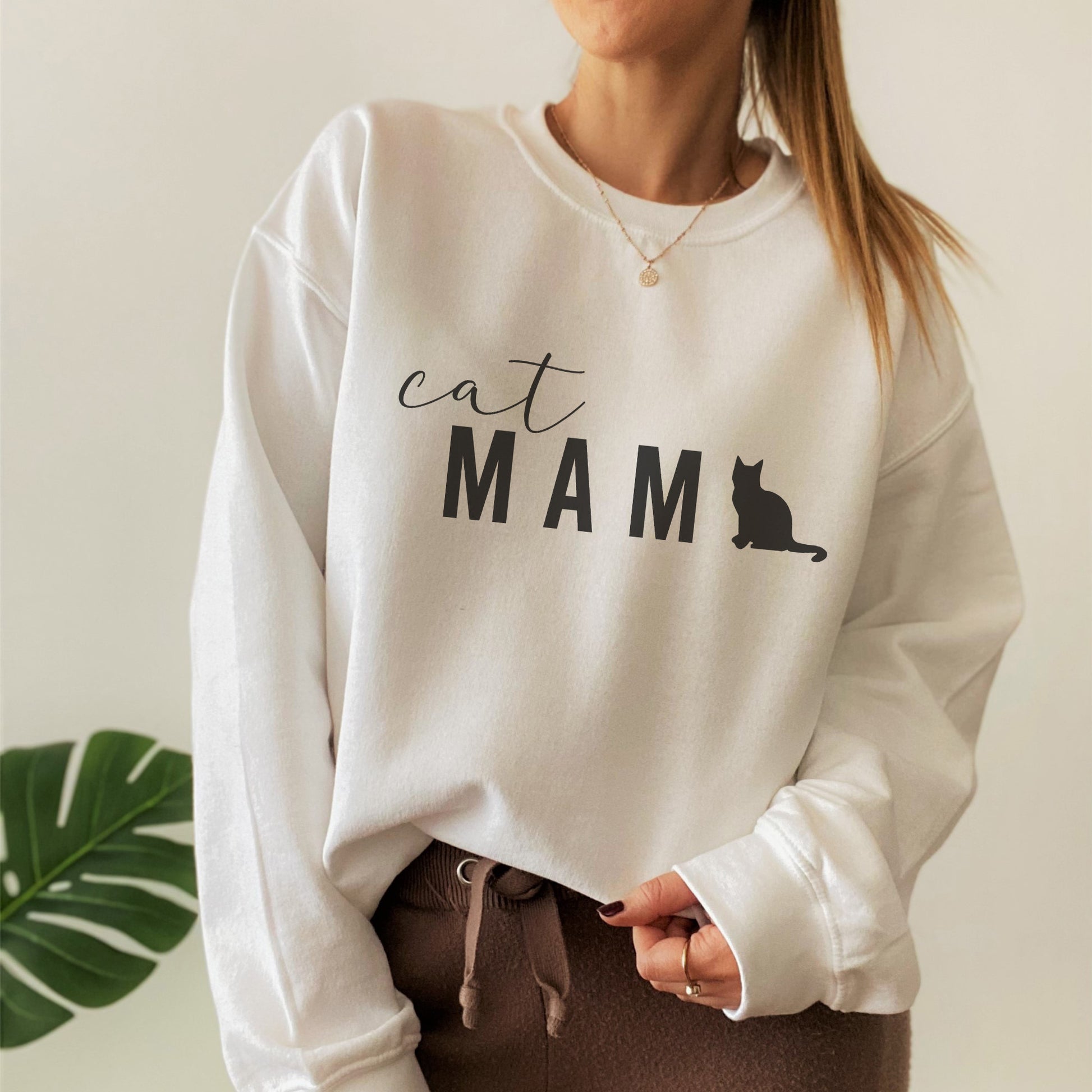 White Cat Mama Sweatshirt by F&B Crafts