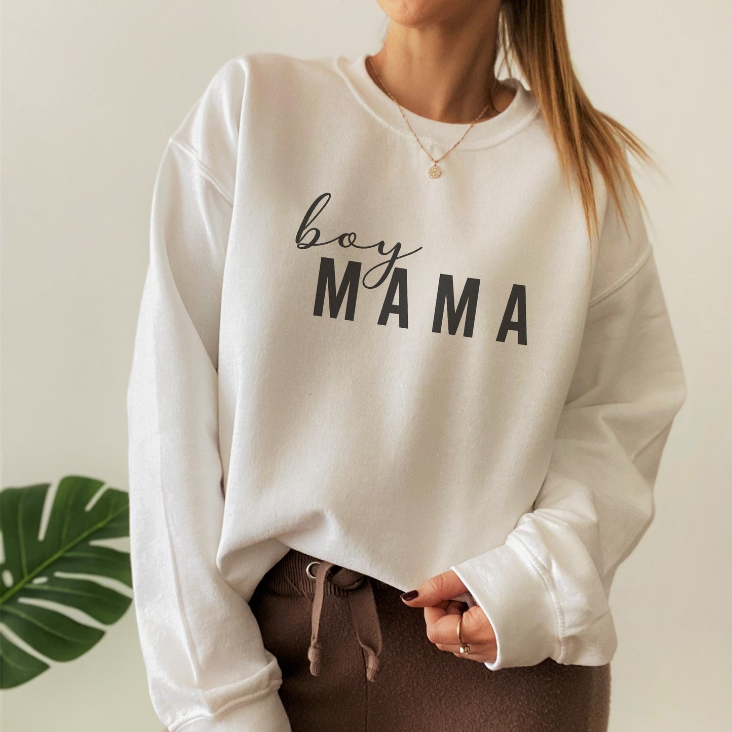 White Boy Mama Sweatshirt Jumper - Made in Yorkshire by F&B Crafts - Boy Mama - New mums and boy mum gift ideas
