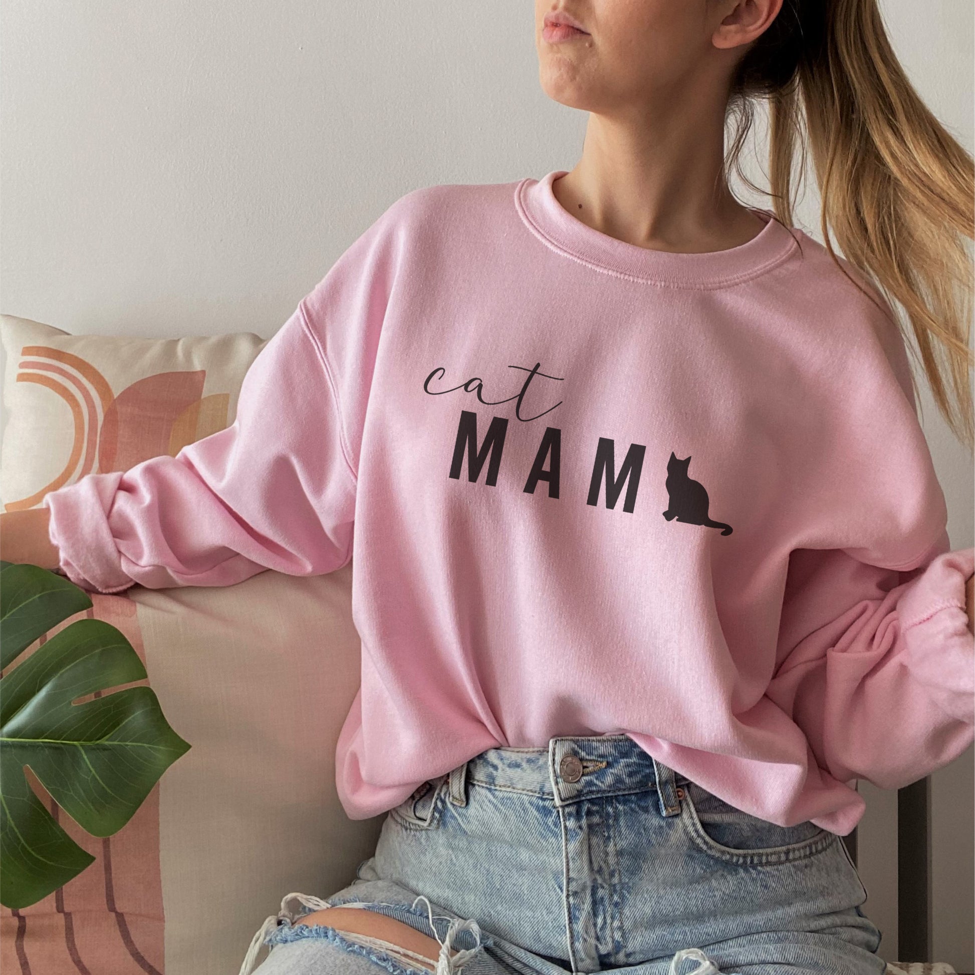 Pink Cat Mama Sweatshirt by F&B Crafts