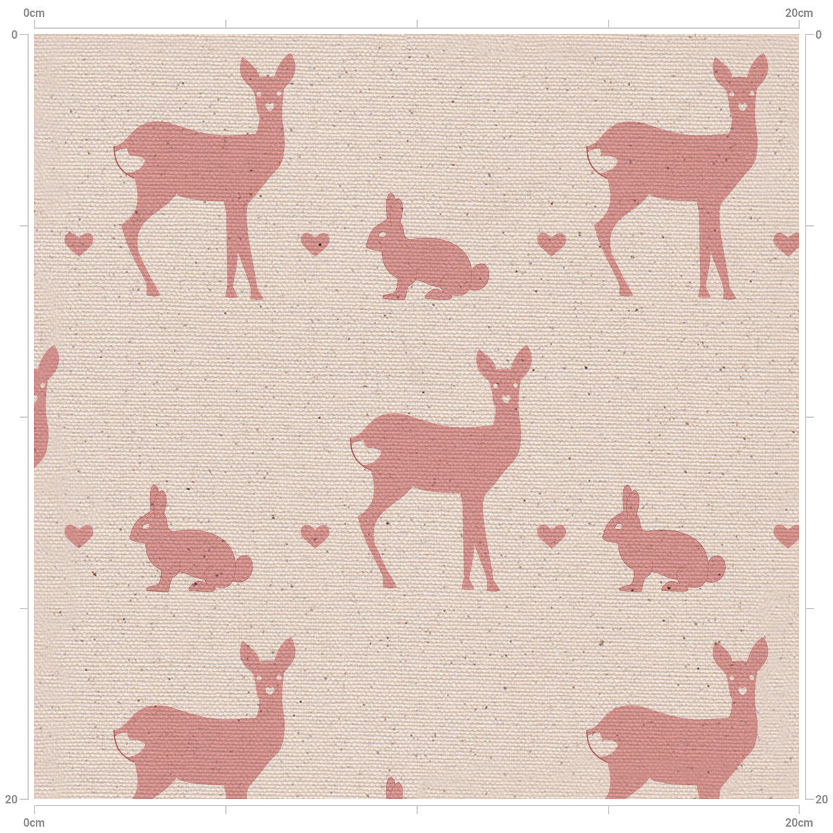 Light Pink Nursery Decor Fabric - Deer and Rabbits
