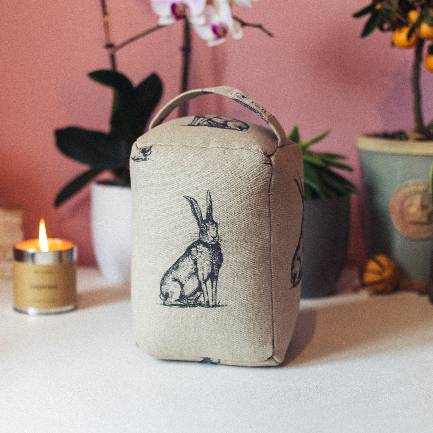 F&B Crafts - Handmade Country Home Decor featuring hares on linen fabric handmade in Yorkshire