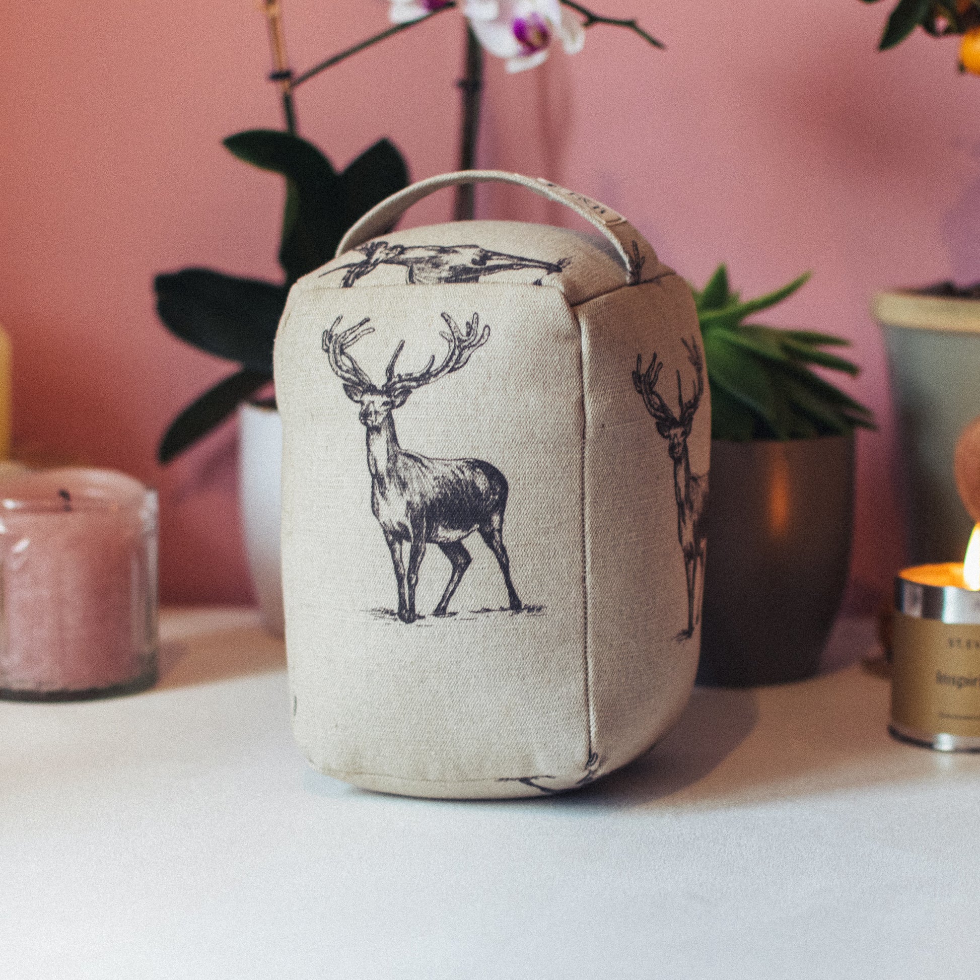 F&B Crafts handmade stag print linen doorstop made in yorkshire - perfect touch of country home decor