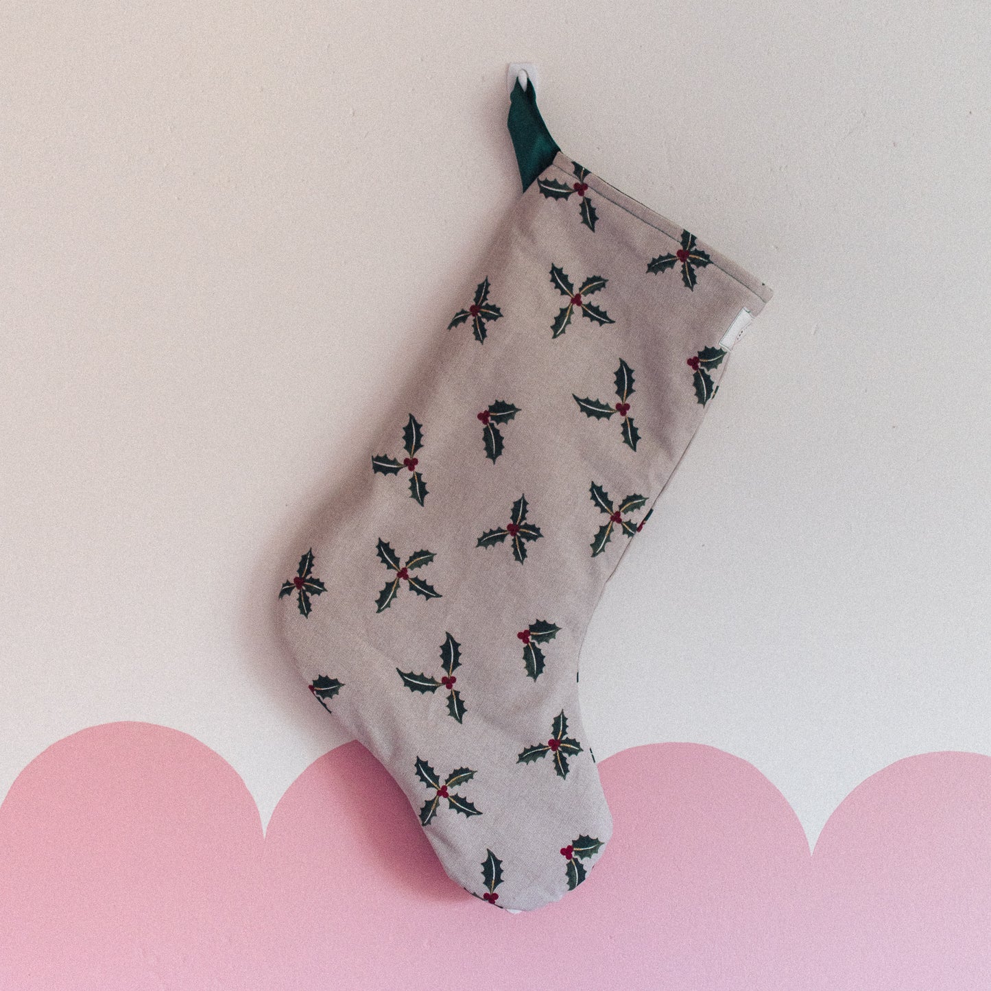 F&B Crafts Holly Stocking Handmade in Yorkshire from Sophie Allport Fabric
