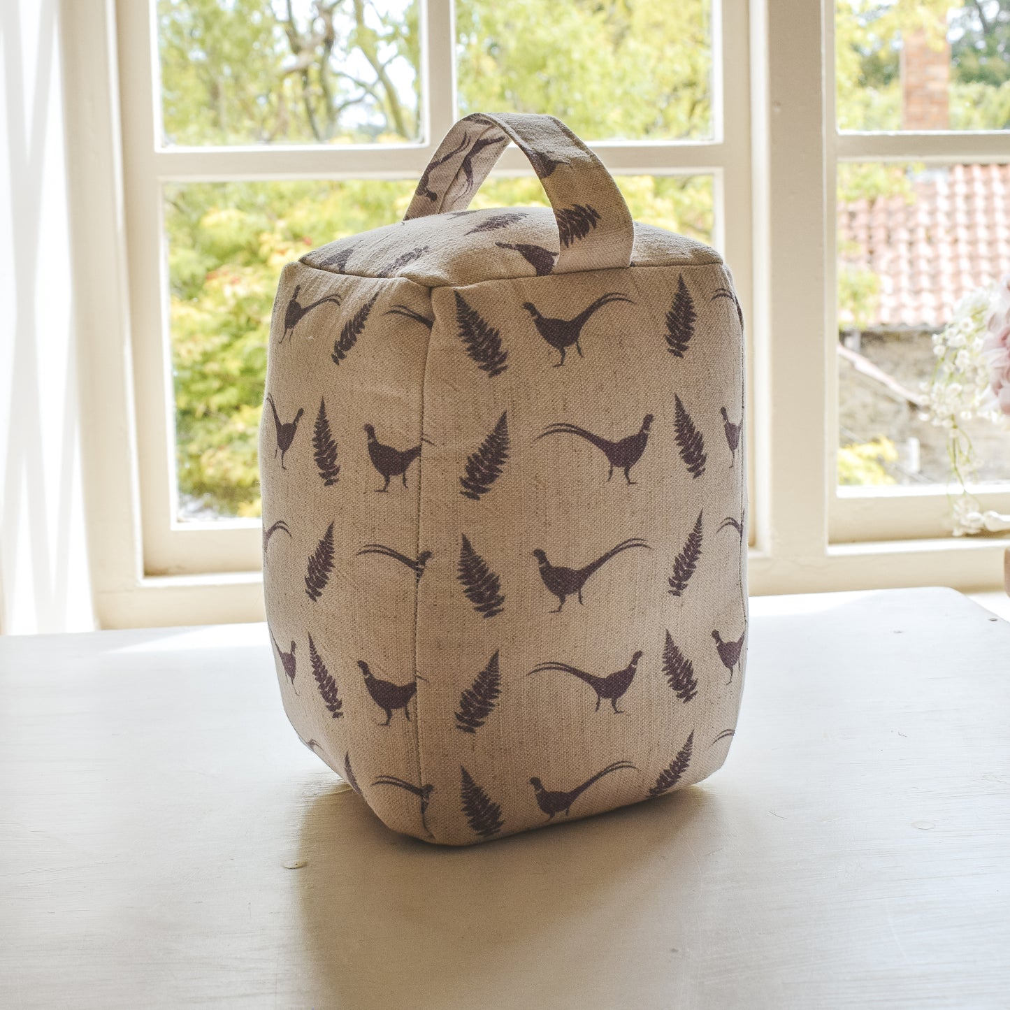 Grey Pheasant & Fern Print Doorstop - Handmade in Yorkshire and Designed by F&B - Pheasant Door Stop Country Living Country Home Decor