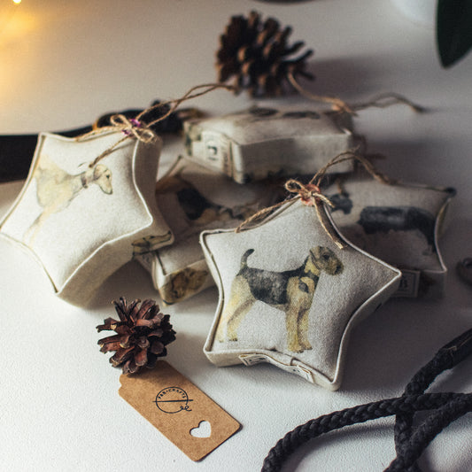 Dog Print Hanging Stars Handmade by F&B Crafts - Christmas and Home Decor