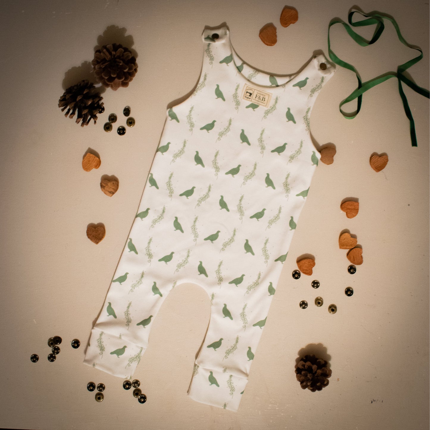Grouse & Heather Dungarees Romper (Polyester)