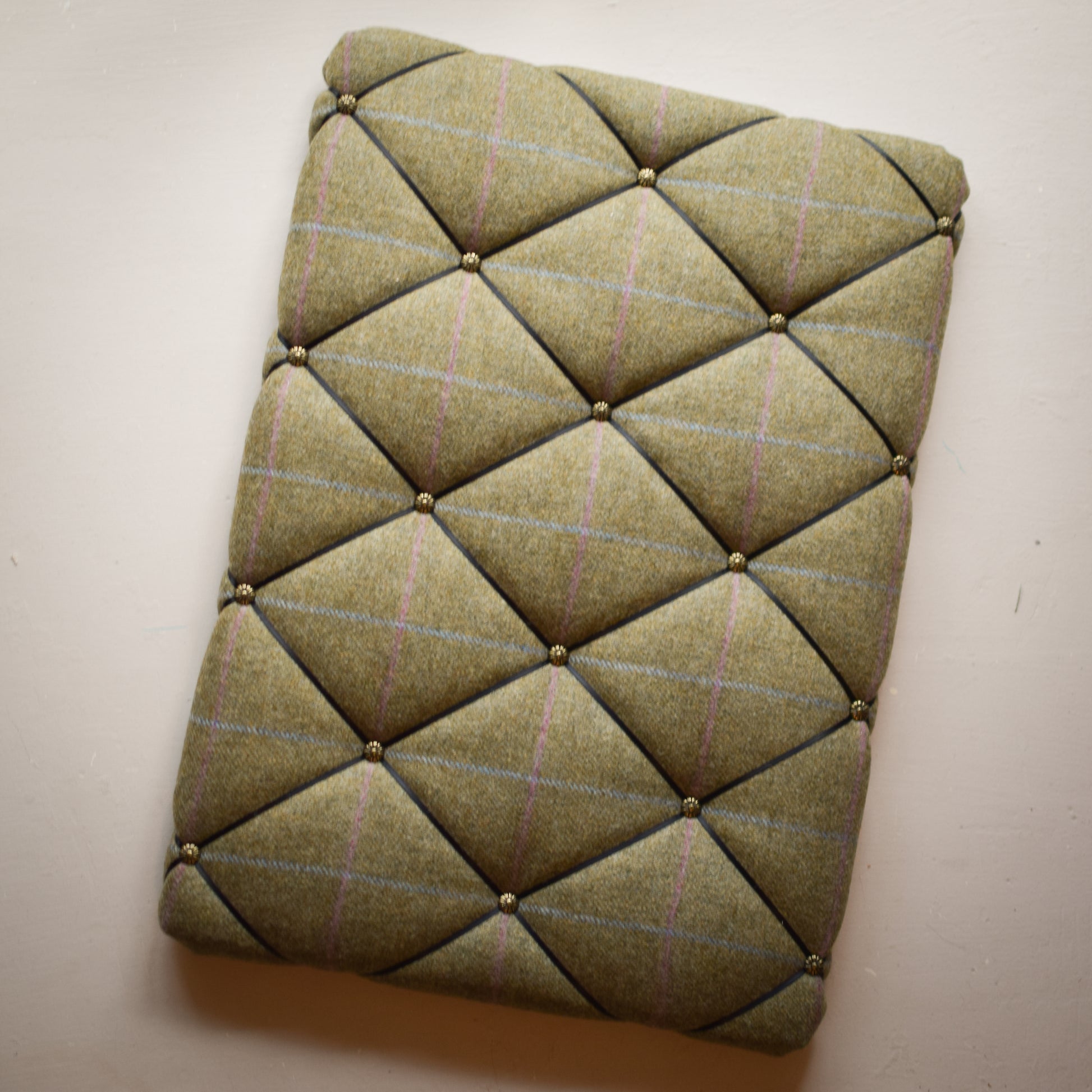 Light Green Tweed with Blue and Pink Check Pattern  Notice Baord and Memo Board handmade by F&B