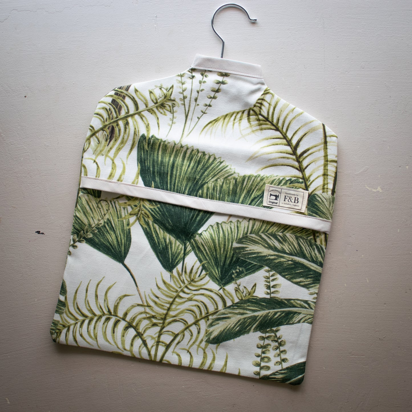 Tropical Jungle Leaf Print Peg Bag on White Background by F&B