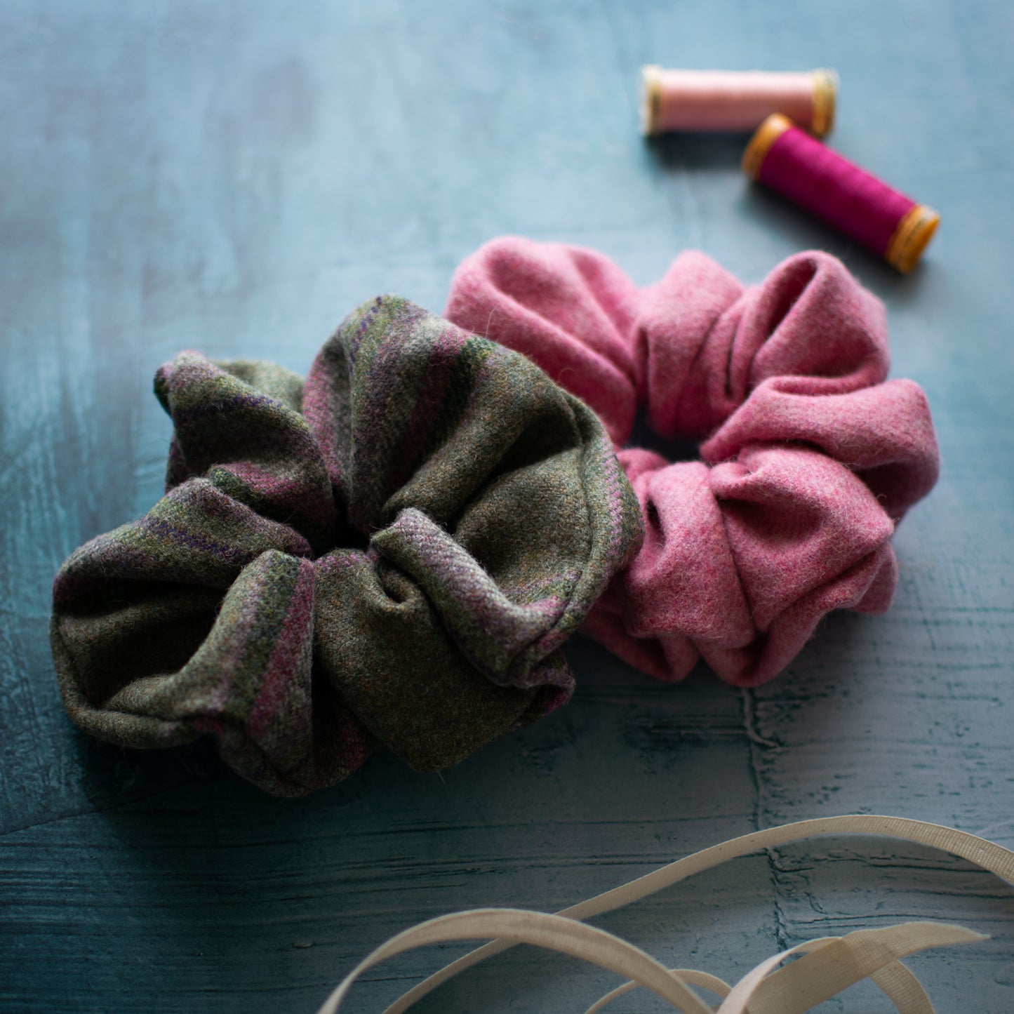 Pink tweed Srunchie handmade by F&B