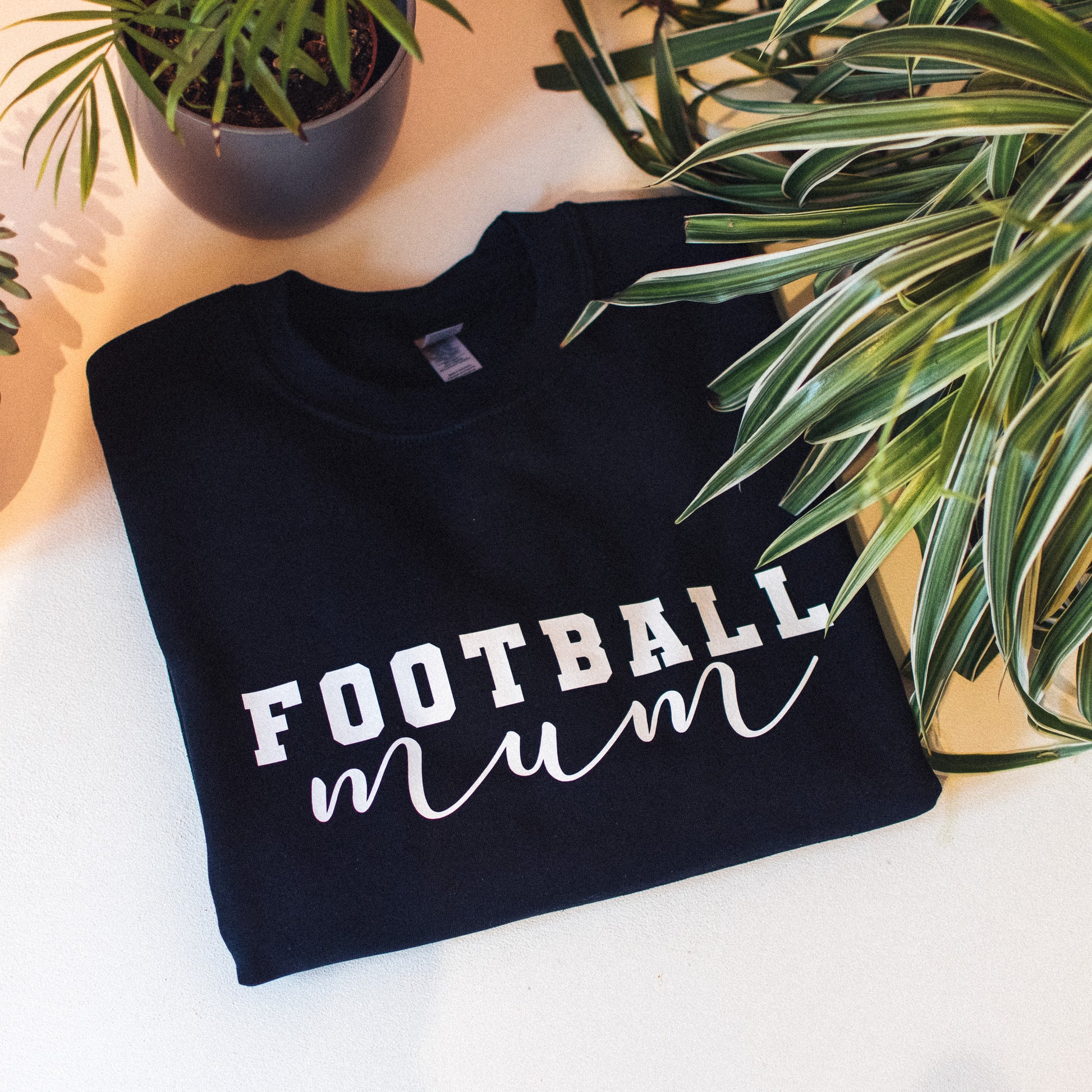 Football Mum Sweatshirt in Black, with white text - F&B Crafts