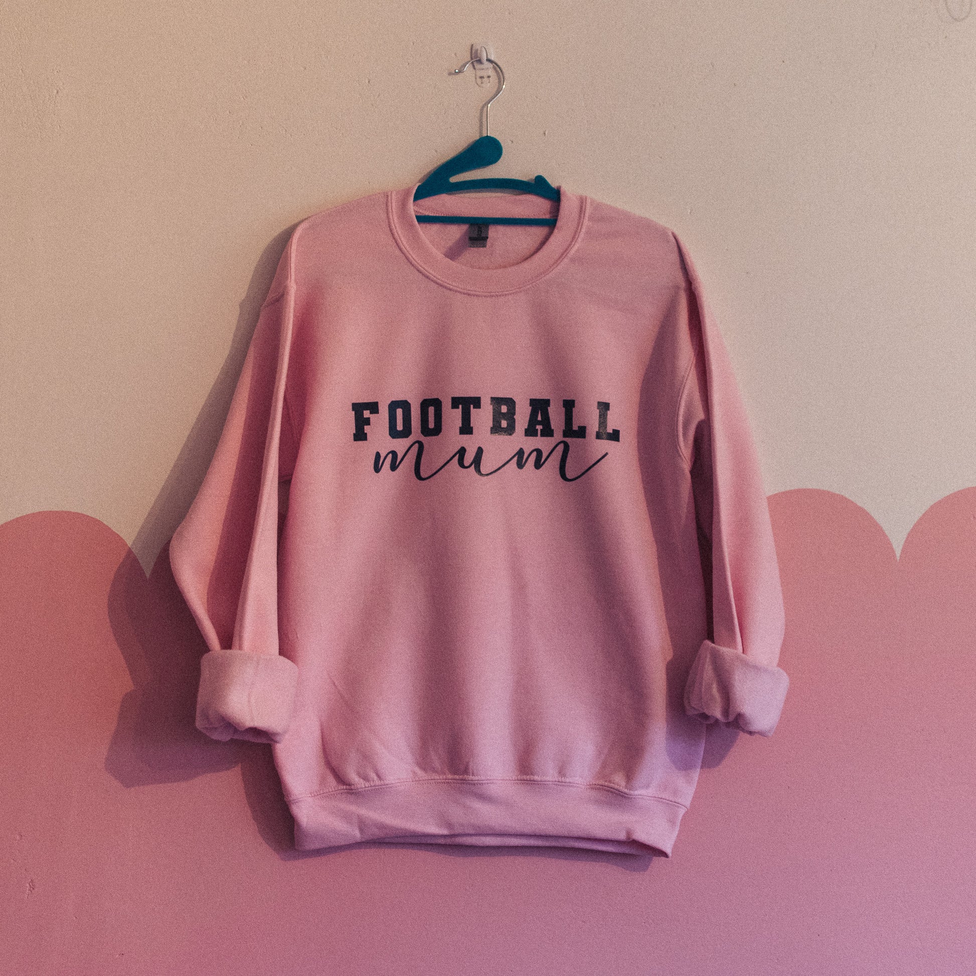 Pink Football Mum Sweatshirt Jumper by F&B Crafts - Pink Gildan 18000 