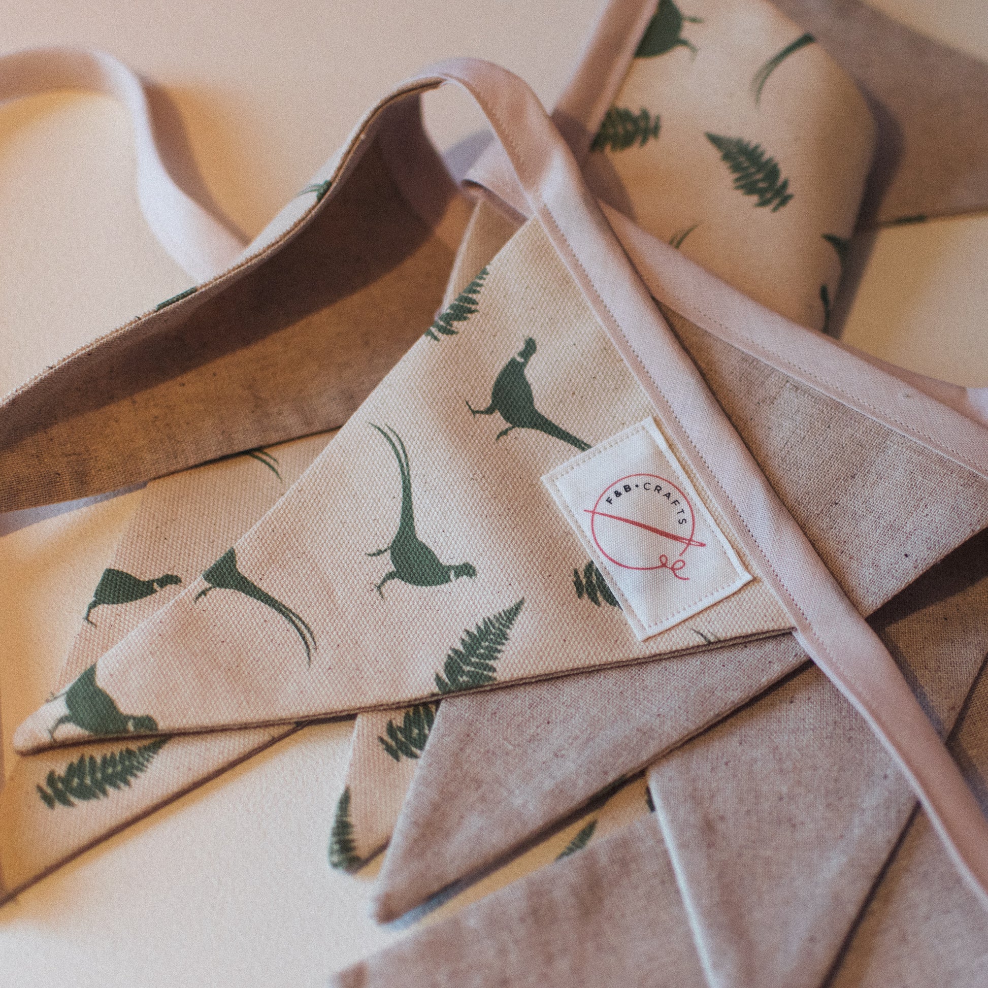 F&B Crafts Pheasant and Fern Bunting Handmade in Yorkshire