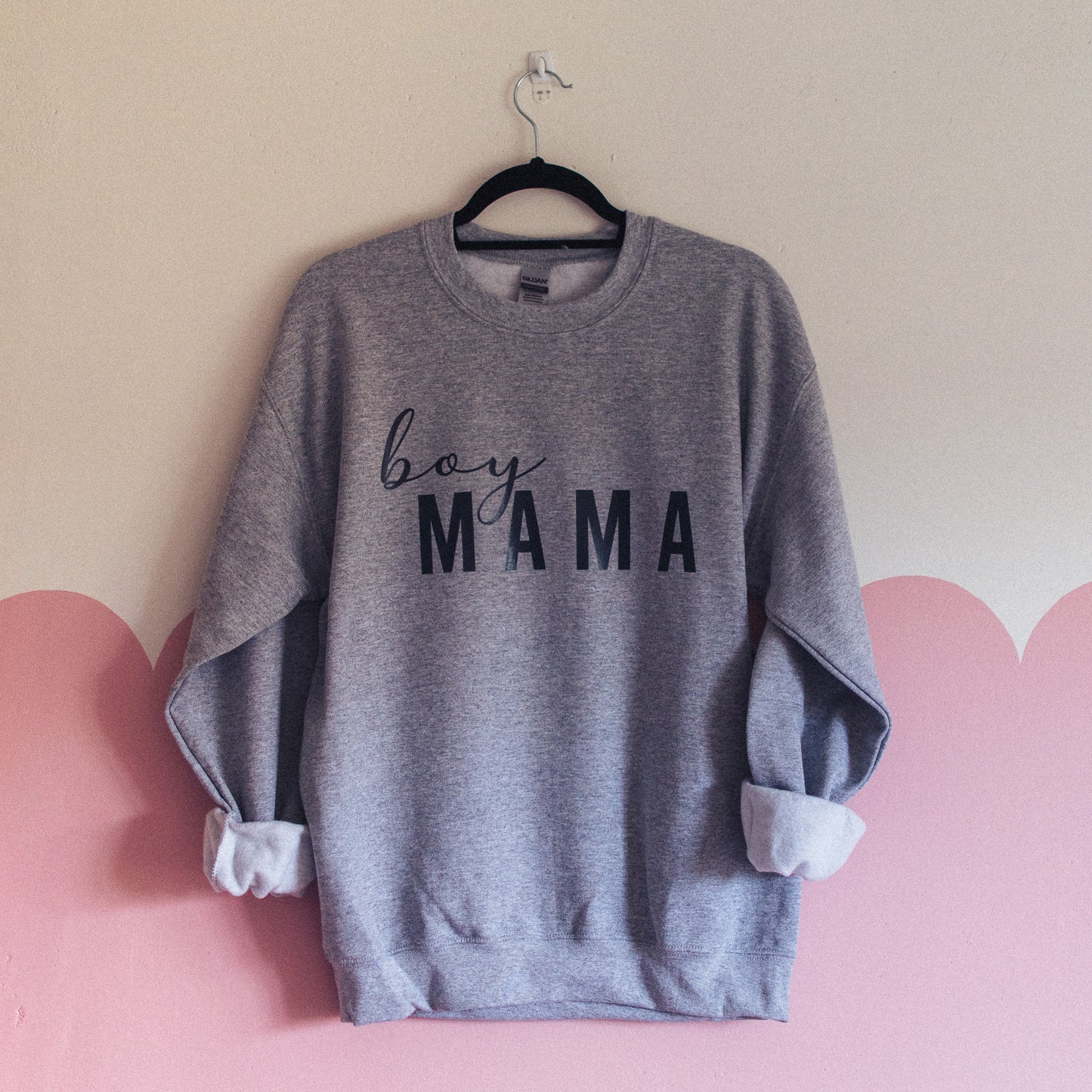F&B Crafts - Boy Mama Grey Jumper Sweatshirt Made in Malton