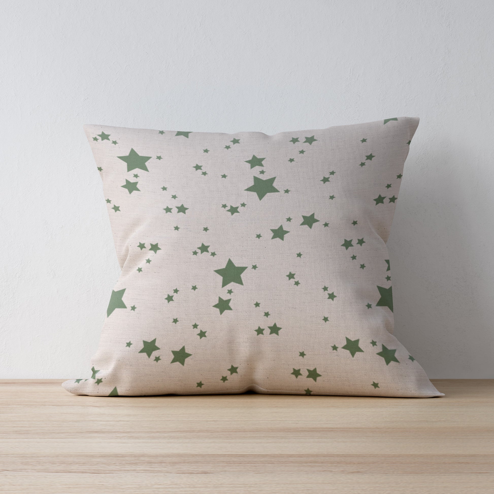 Dark Green star print cushion - handmade by F&B - linen cushion with duck feather inserts available in 16", 18" and 20" cushions