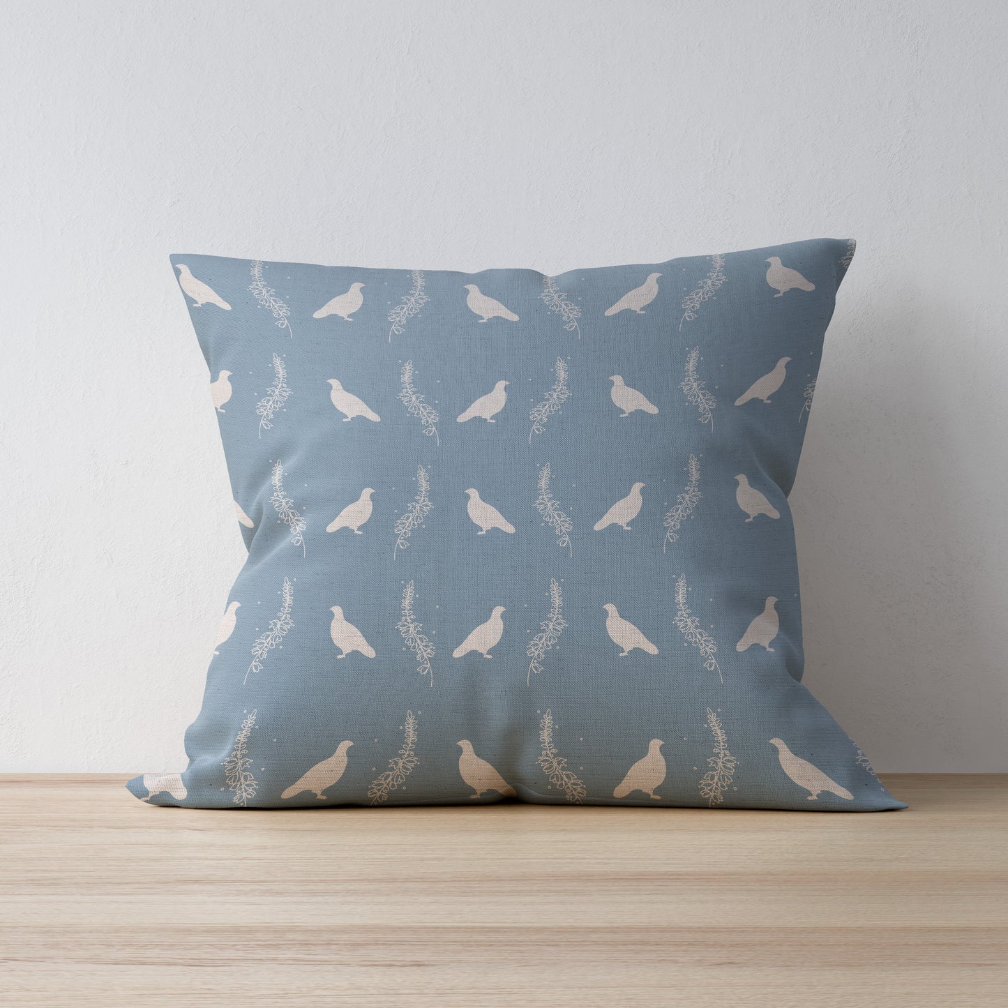 Grouse and Heather Print Fabric Cushion - Handmade in Yorkshire and designed by F&B