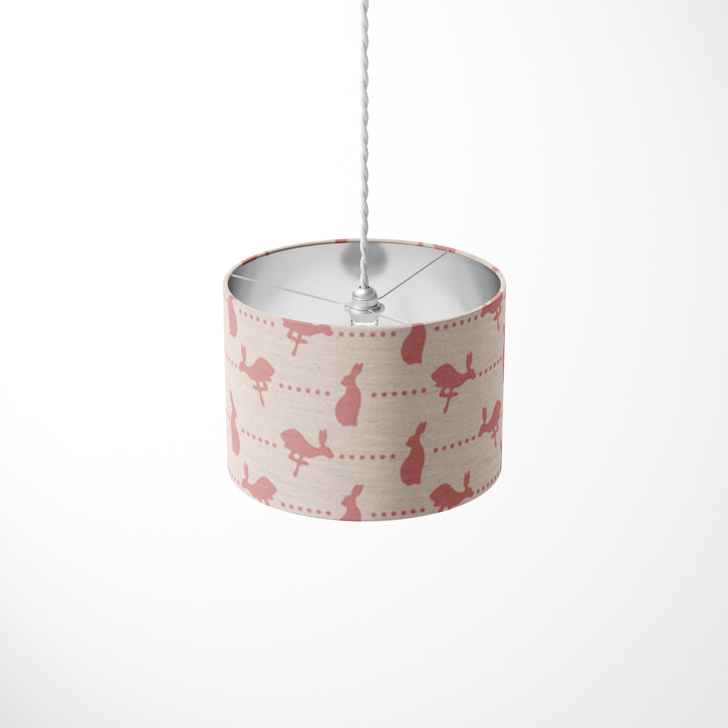 F&B Hare & Dots Print Fabric Lampshade on Organic Cotton - Handmade in Yorkshire by F&B