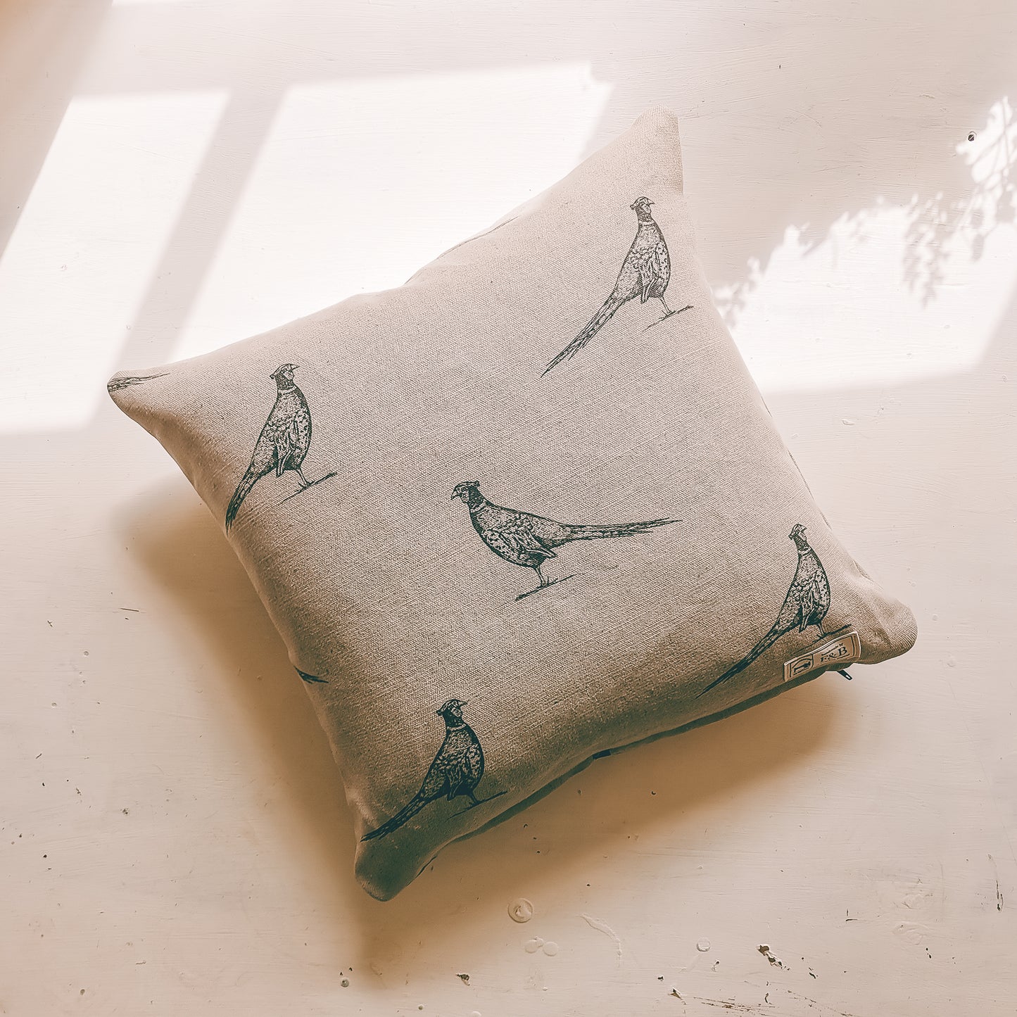 Pen Illustration Pheasant Print Linen Cushion