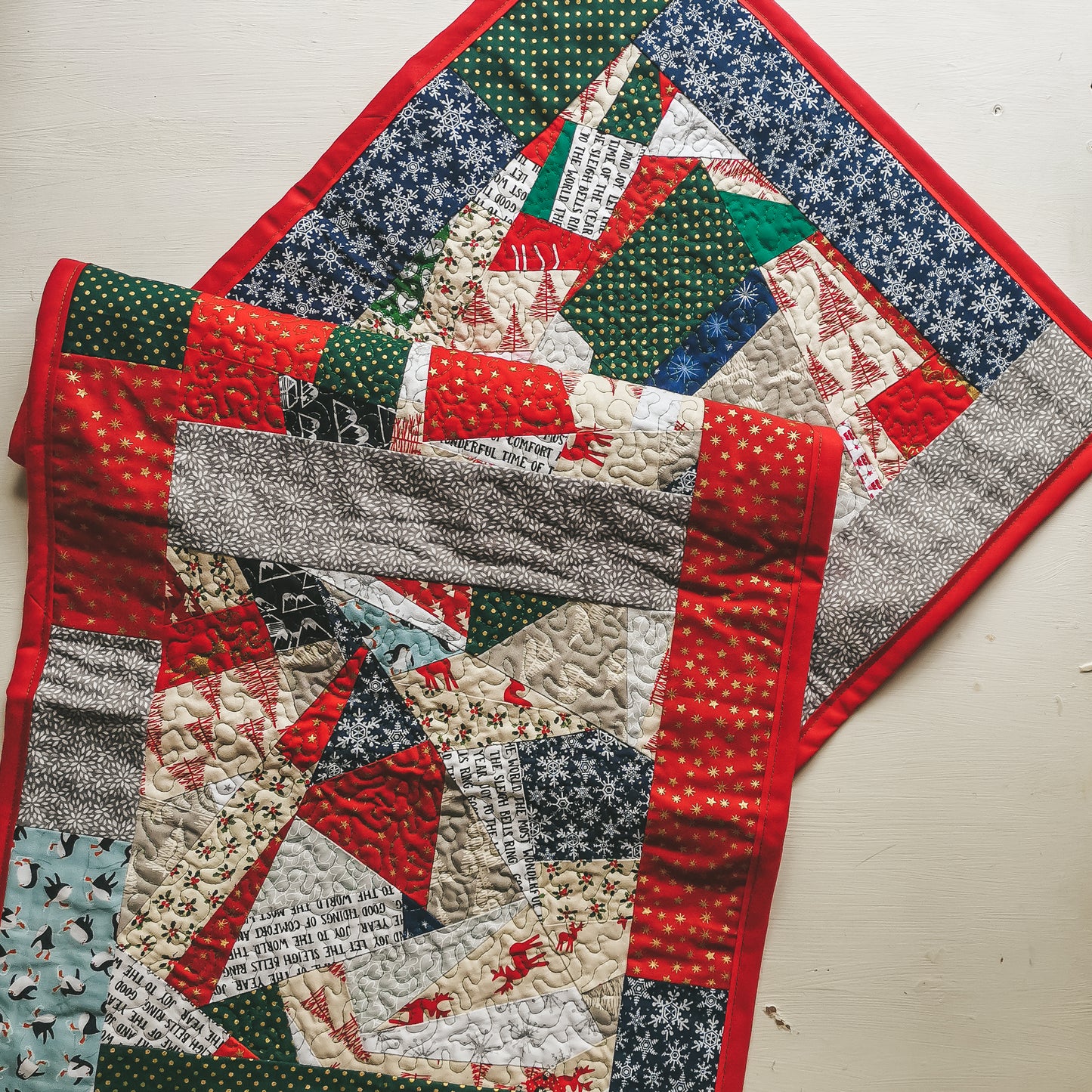 Large Patchwork Christmas Table Runner