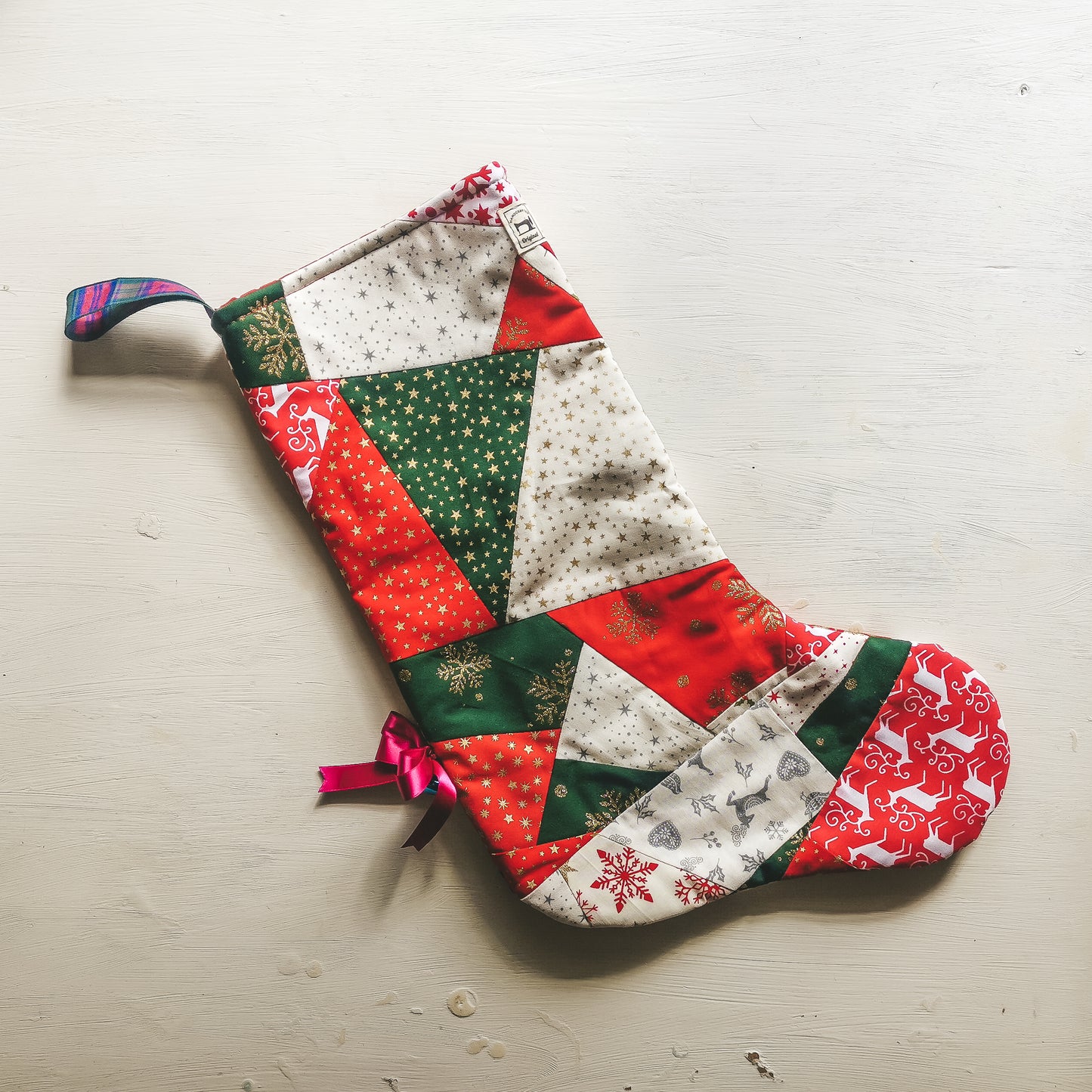 Patchwork Christmas Stocking Handmade by F&B in Yorkshire - Handmade Christmas Decorations