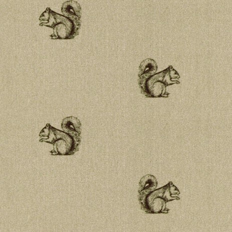 Pen Illustration Squirrel Print Fabric