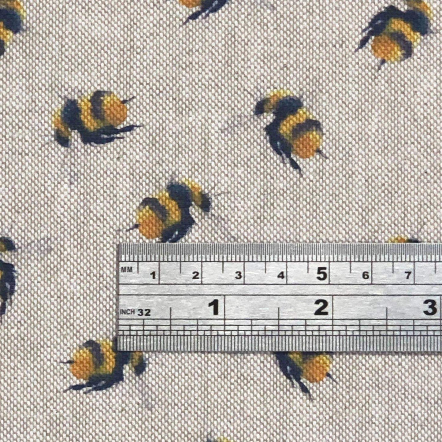 Watercolour Linen Miniature Bumblebee Fabric