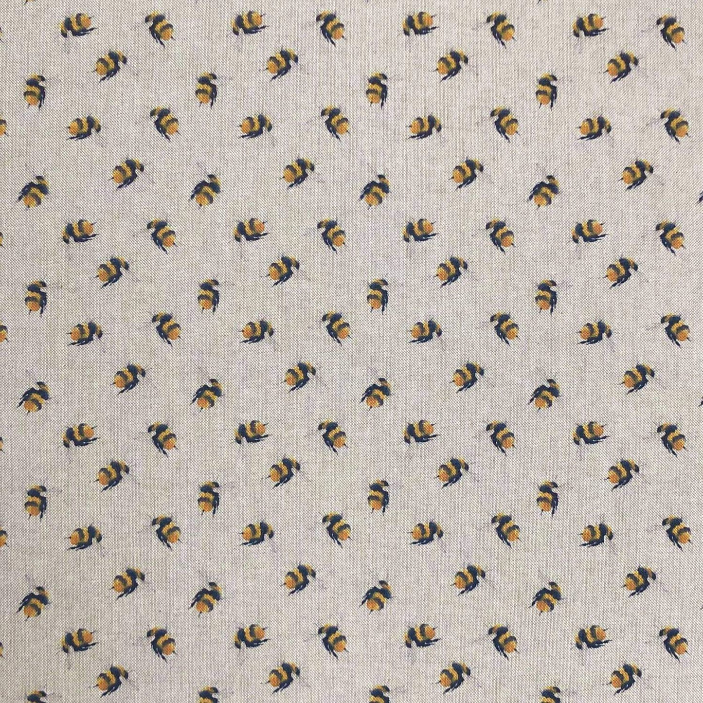 Watercolour bee fabric with bumblebees on a linen fabric - perfect for crafting